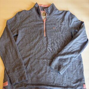 Vineyard Vines Womens Small Quarter Zip Pullover Blue Pink Whale Logo